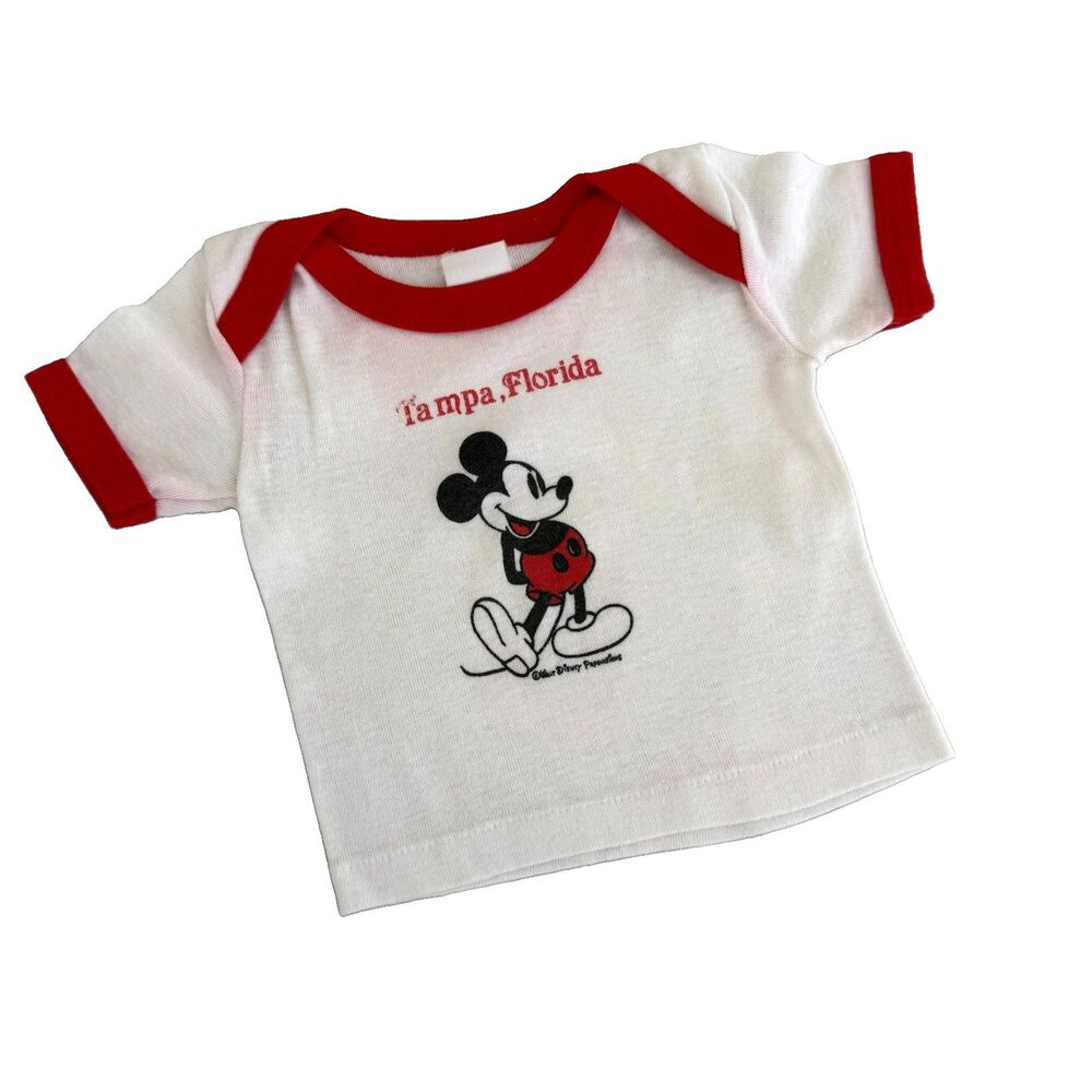 Vtg 90s Mickey Mouse TShirt Baby 6M Tampa FL Walt Disney Prod Sherry USA READ